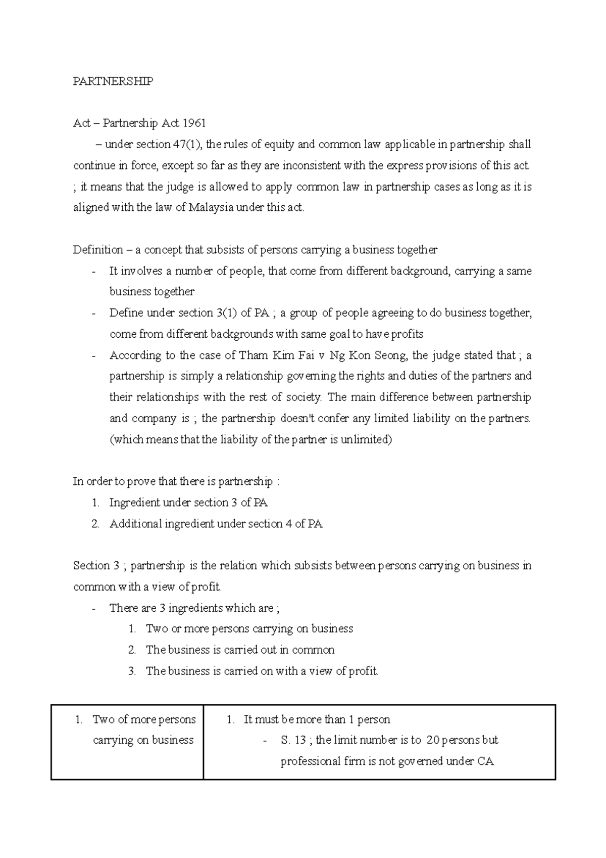LAW649 Partnership Act Notes: Key Concepts and Case Studies - Studocu