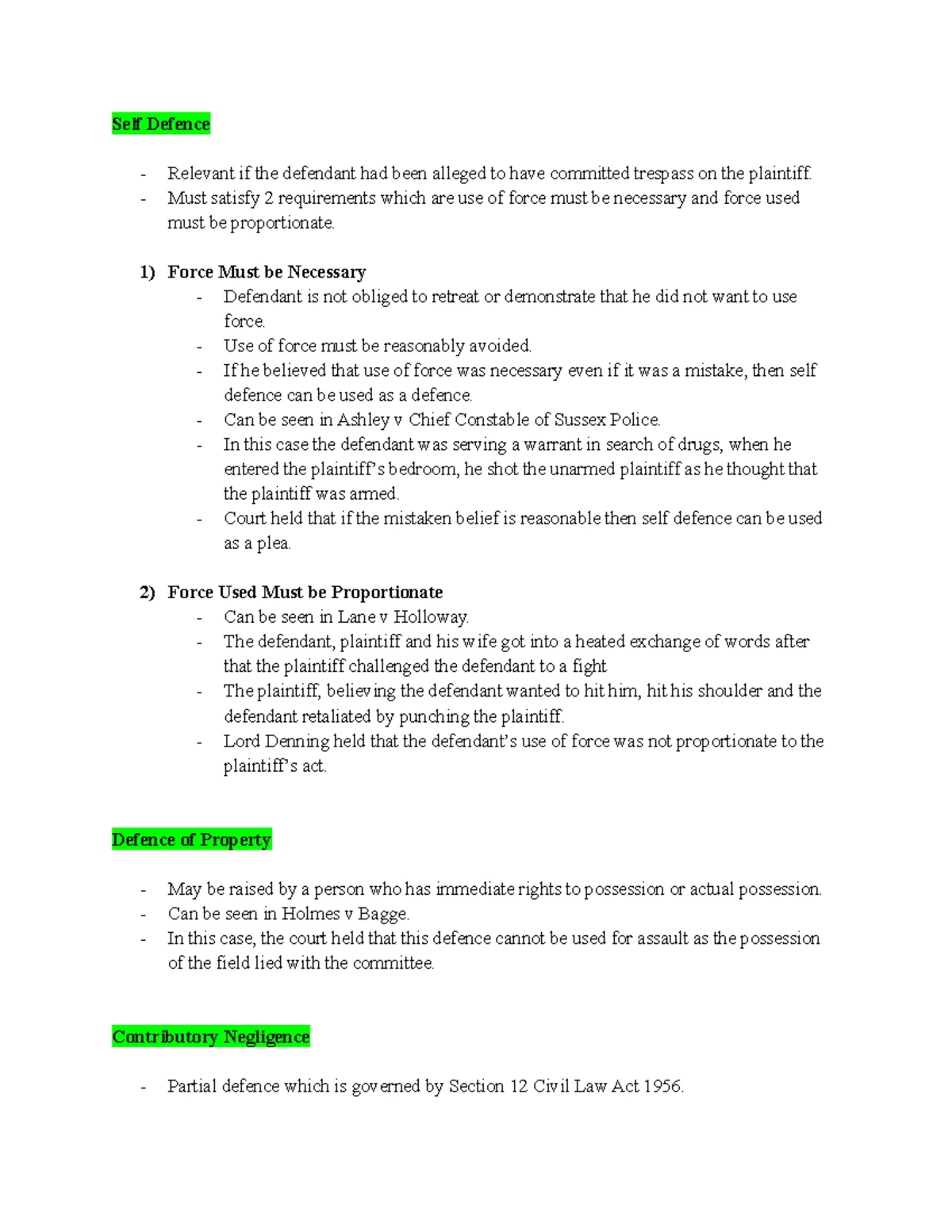 Trespass to Land: Key Case Summaries in Tort Law I - Studocu
