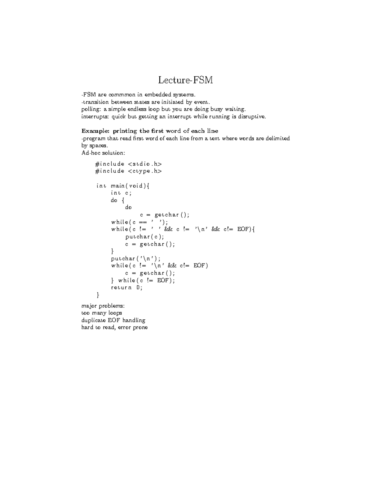 Embedded Systems (ESW) Notes: Polling, Interrupts, and FSMs - Studeersnel