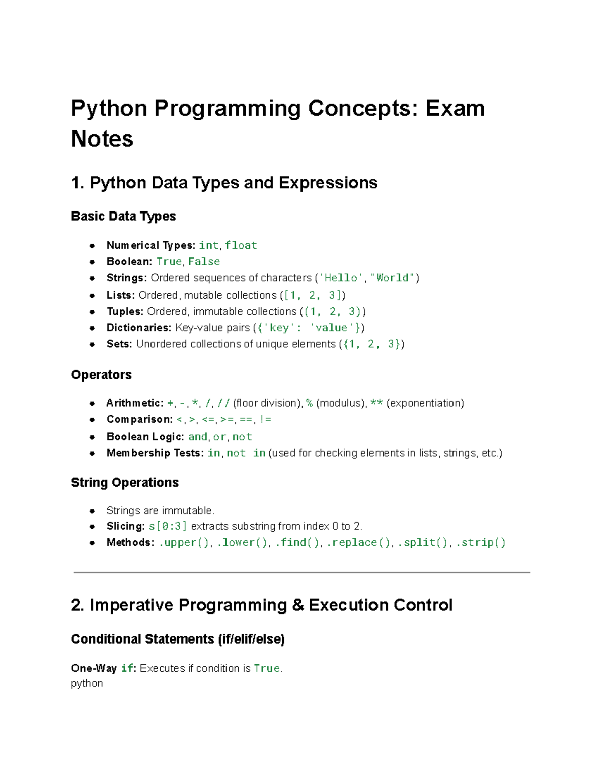 1 - communication - Python Programming Concepts: Exam Notes 1. Python ...
