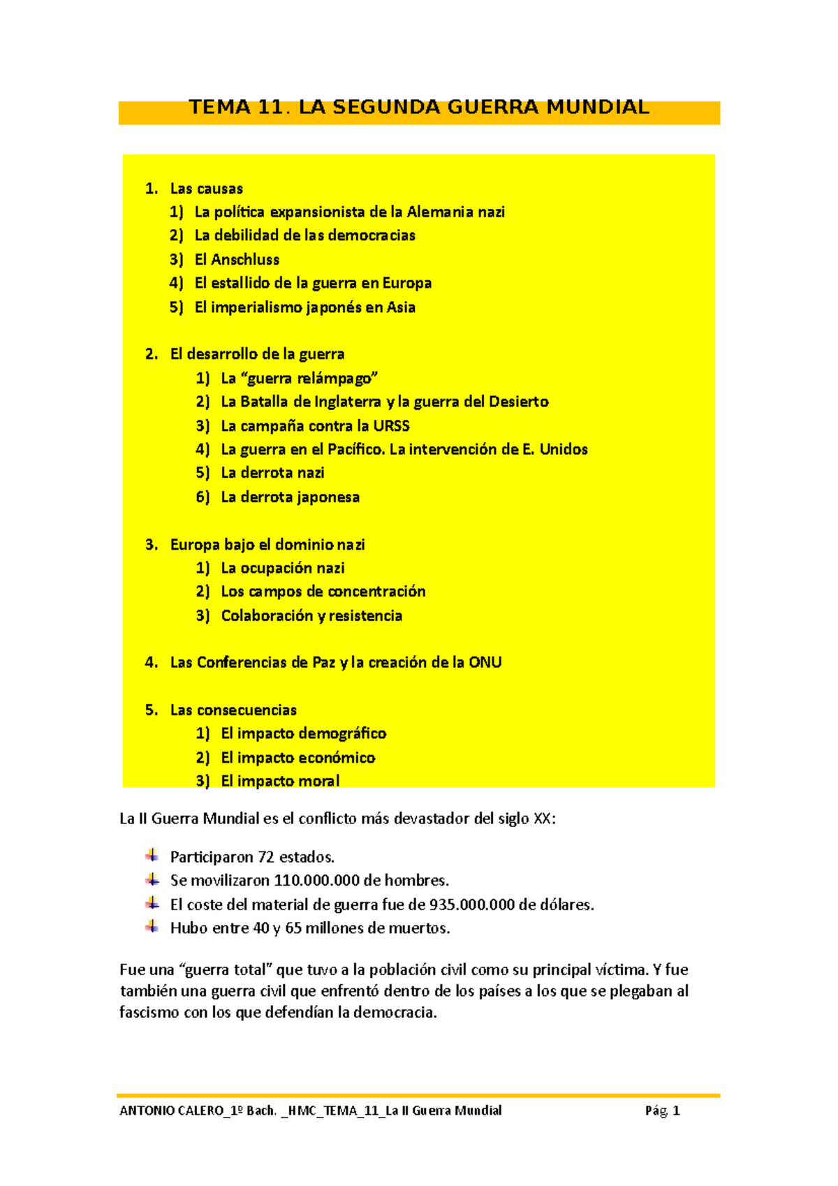 Historia del Mundo Contemporáneo - Tema 11: La Segunda Guerra Mundial - Document Preview