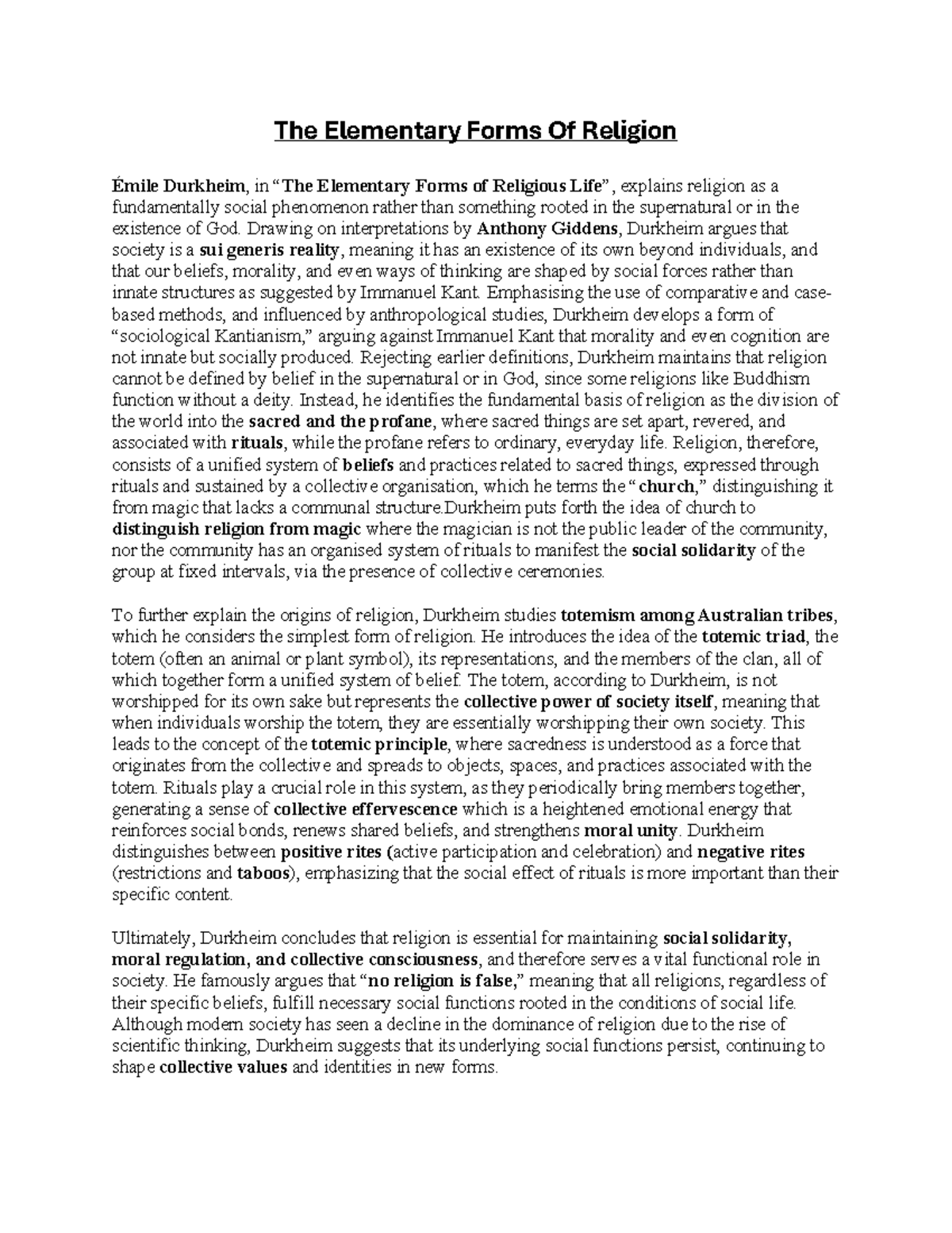 Elementary Forms of Religion: Durkheim's Social Perspective on Faith ...