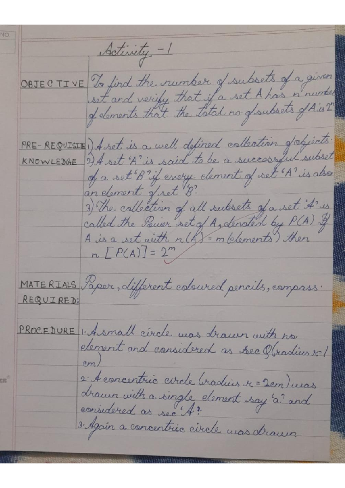 Activity 1 Std XI - Investigatory Study on Subsets and Power Sets - Studocu
