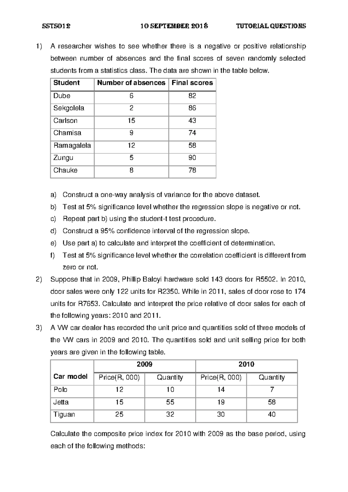 SSTA082 Statistical Inference Exam 2019 Practice Paper - Studocu