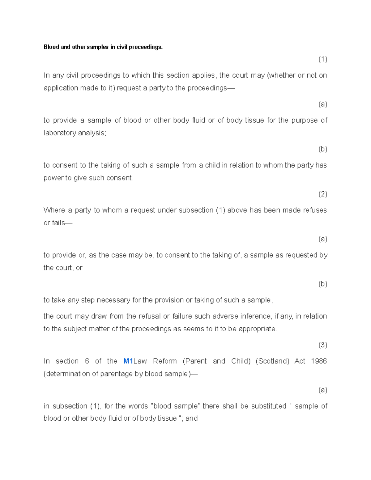Civil Proceedings and Consent for Blood and Sample Analysis - Blood and ...