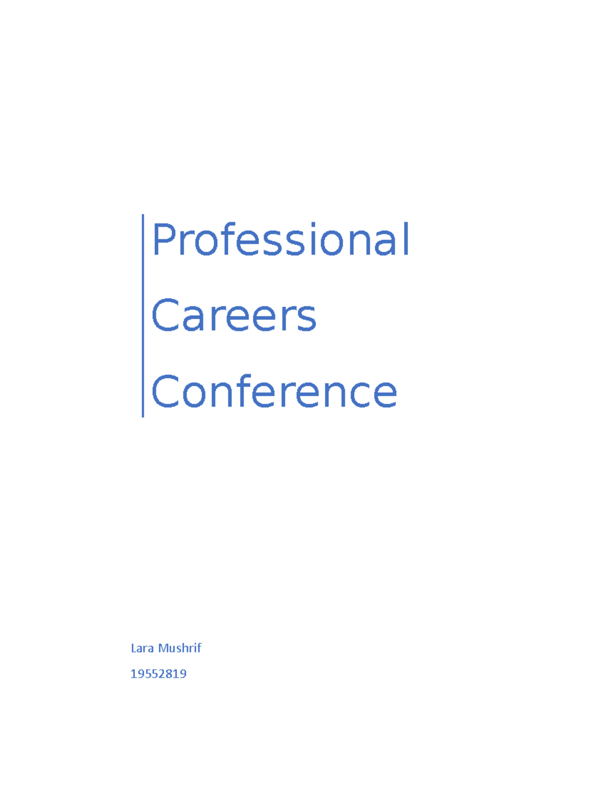 Professional Careers Conference Reflections and Key Learnings - Studocu