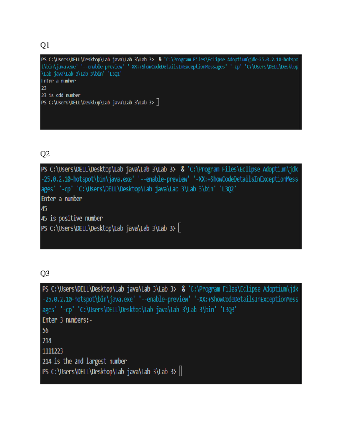 Lab 3 ko output - its th labreprt of java - School of Management at ...
