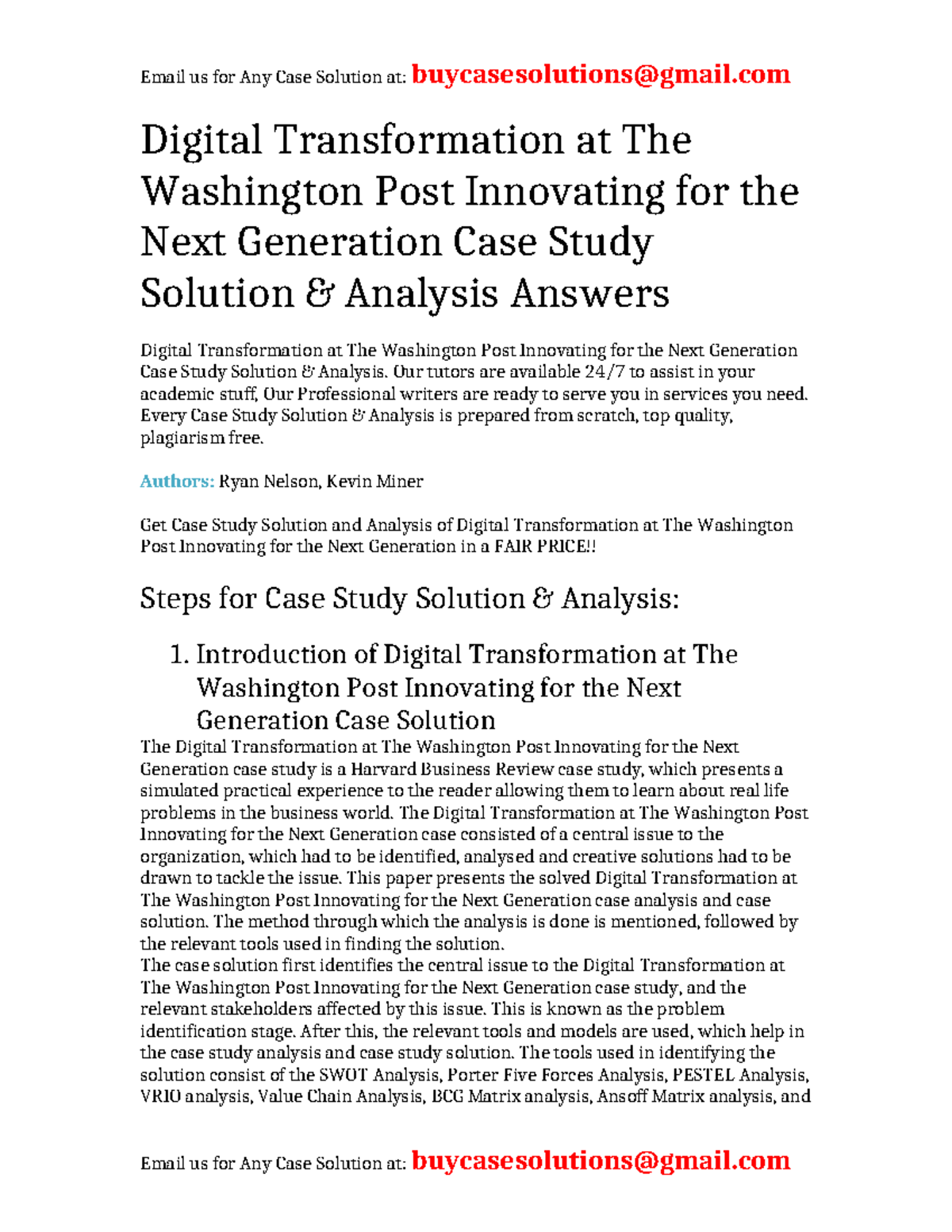 Digital Transformation Case Study Solution: Washington Post HBR 2023 ...