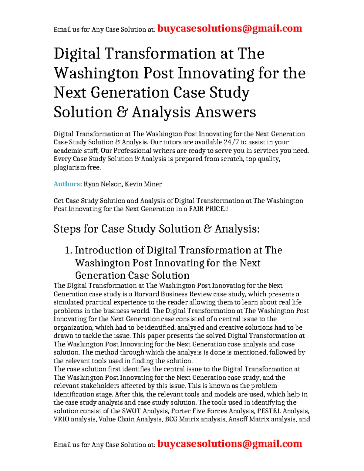 Digital Transformation Case Study Solution: Washington Post HBR 2023 ...