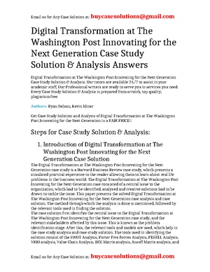 Digital Transformation Case Study Solution: Washington Post HBR 2023 ...