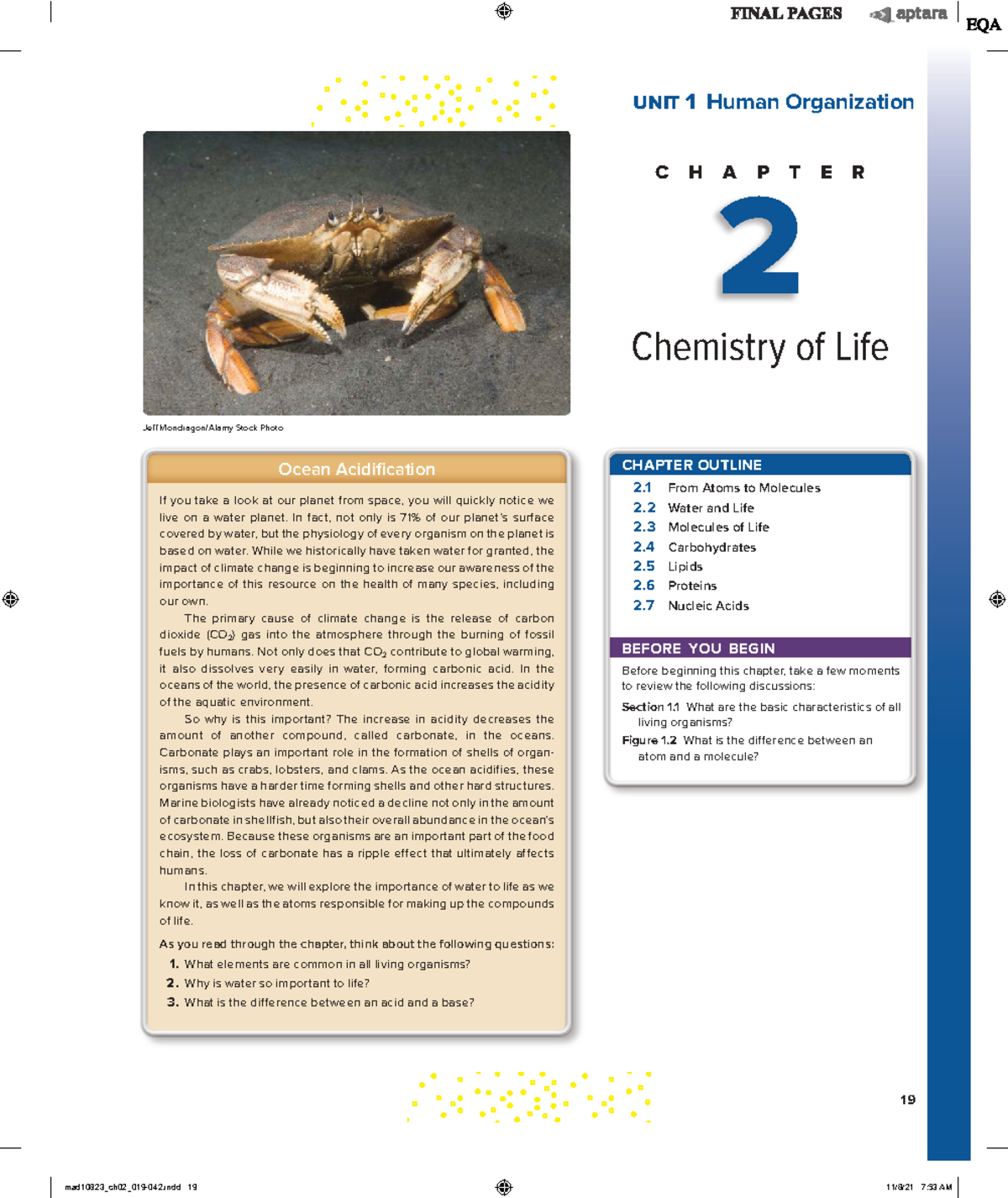 Human Biology (BIO 101) Chapter 2: Chemistry of Life Overview - Studocu