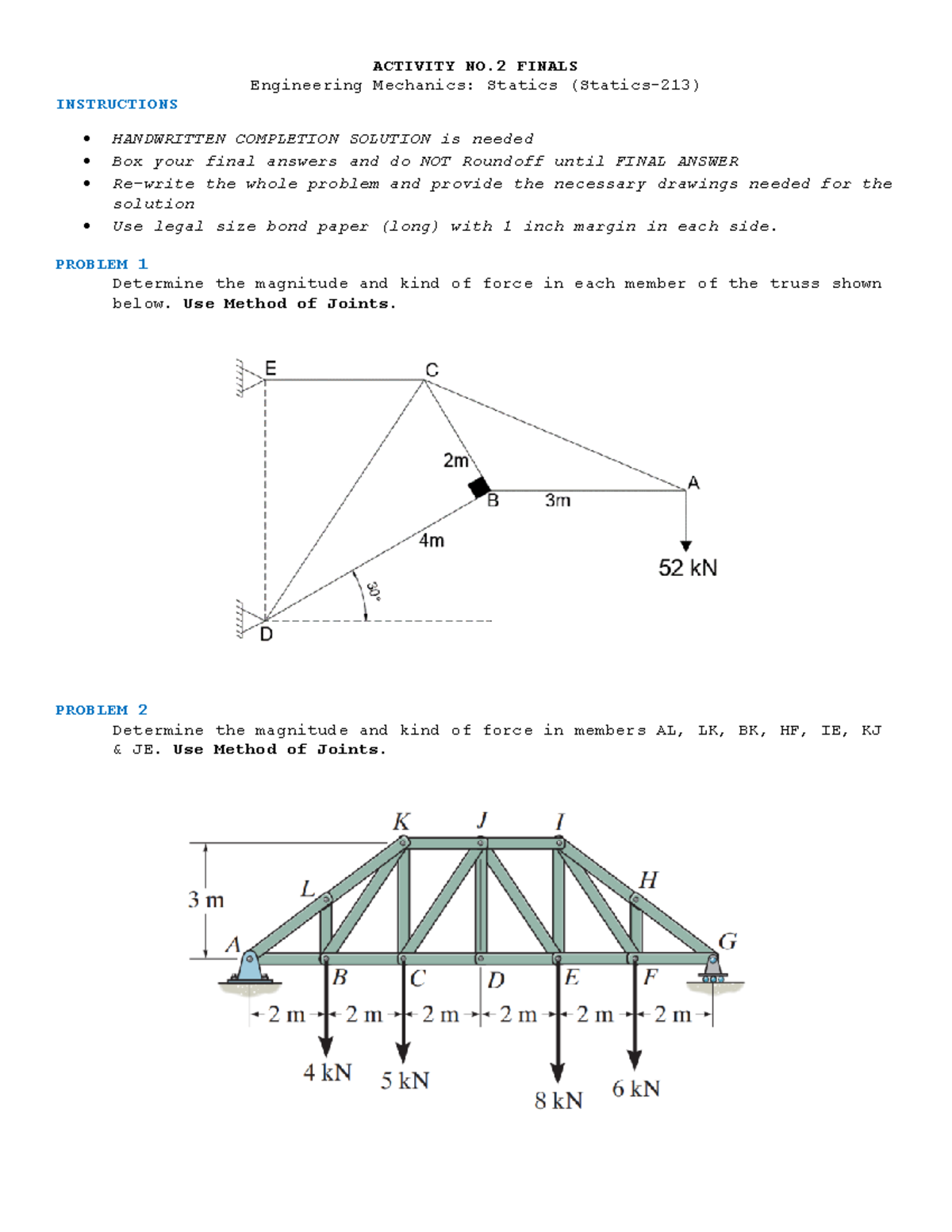 Activity-NO - shehshshhssh - ACTIVITY NO FINALS Engineering Mechanics ...