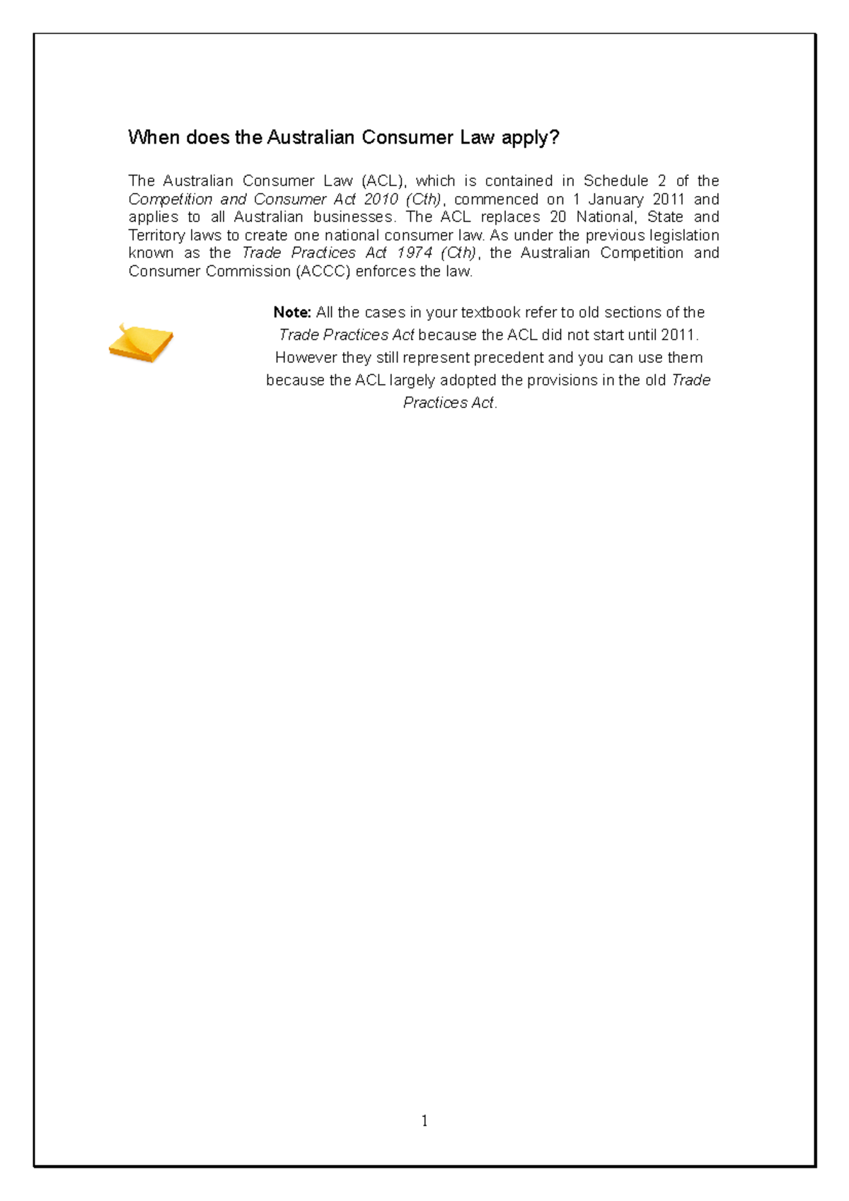 Flow Chart - ACL - When does the Australian Consumer Law apply? The ...