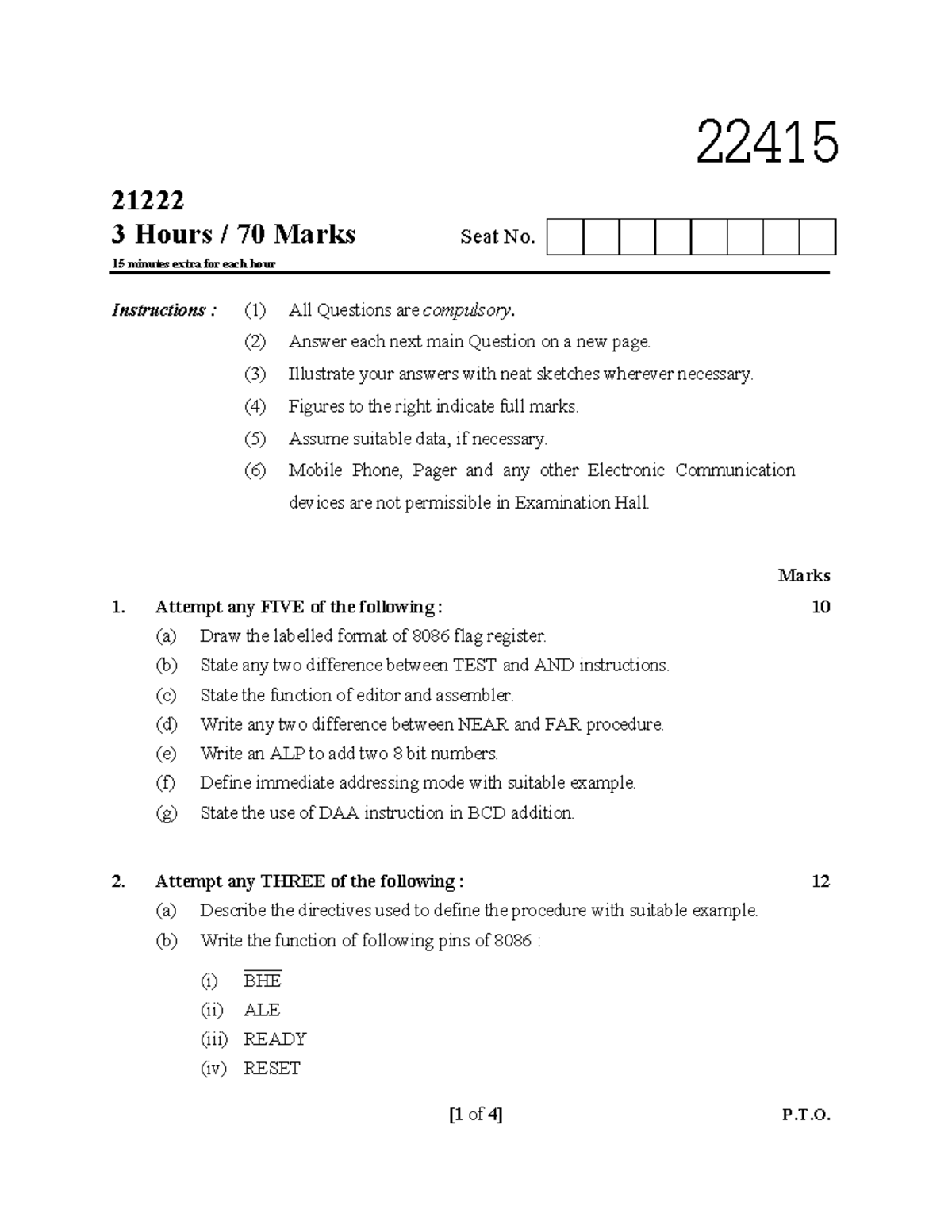 22415 - Comprehensive Exam Notes on 8086 Microprocessor Concepts - Studocu