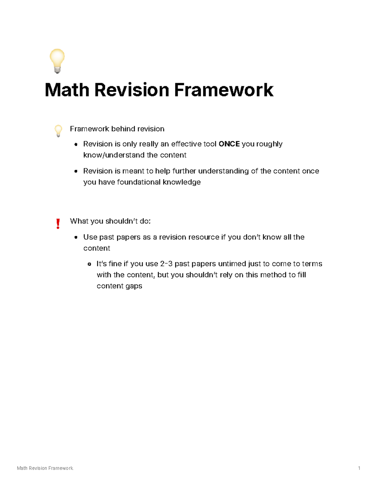 Math Revision Framework - 💡 Math Revision Framework 💡 Framework behind ...