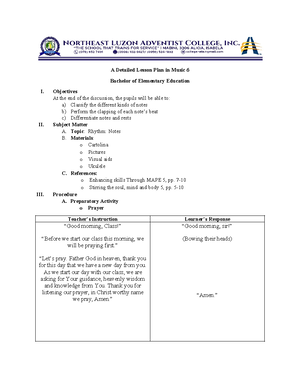 DLP Health 1 - detailed lesson plan - DETAILED LESSON PLAN IN HEALTH 1 ...