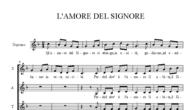 L'amore del Signore - Canto Liturgico (Soprano SATB) - Studocu