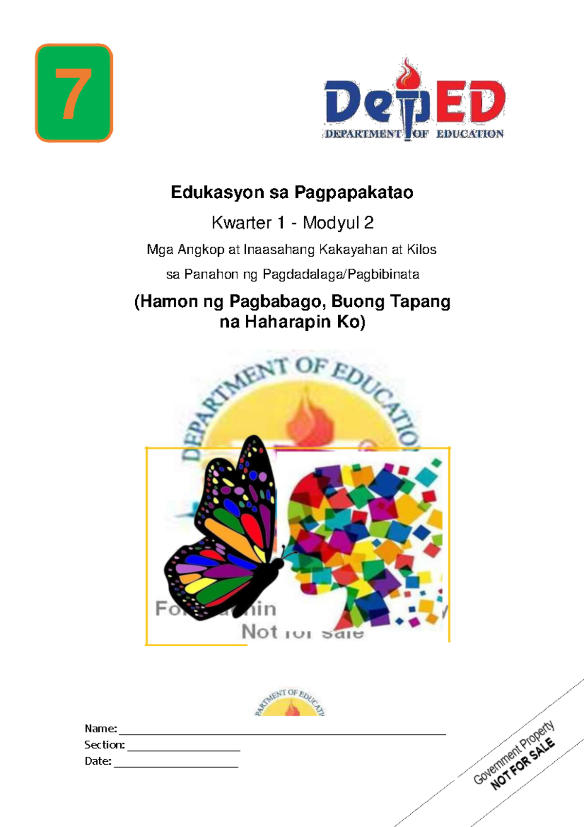 G7 ESP Q1 M2 - Modules - 7 Edukasyon sa Pagpapakatao Kwarter 1 - Modyul ...
