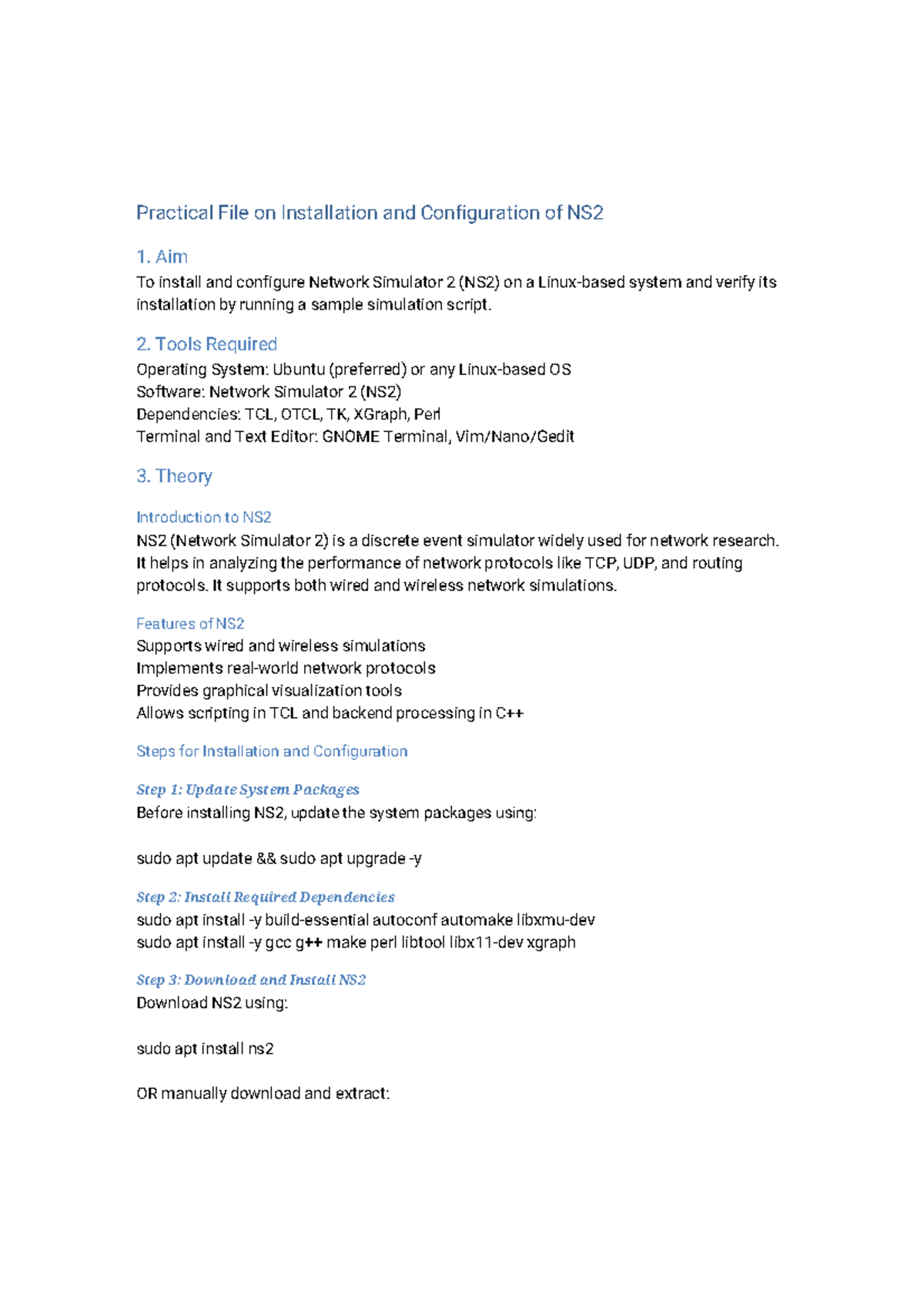 NS2 Installation & Configuration Practical - Cn Practical Guide - Studocu