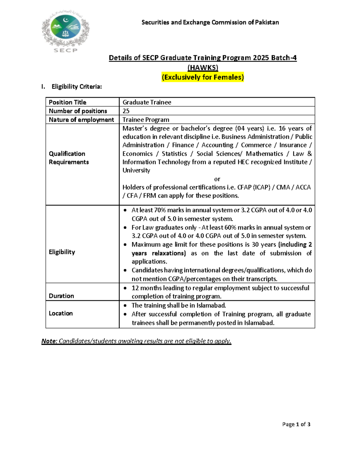 SECP GTP 2025 Batch 4 Eligibility Criteria and Application Details ...