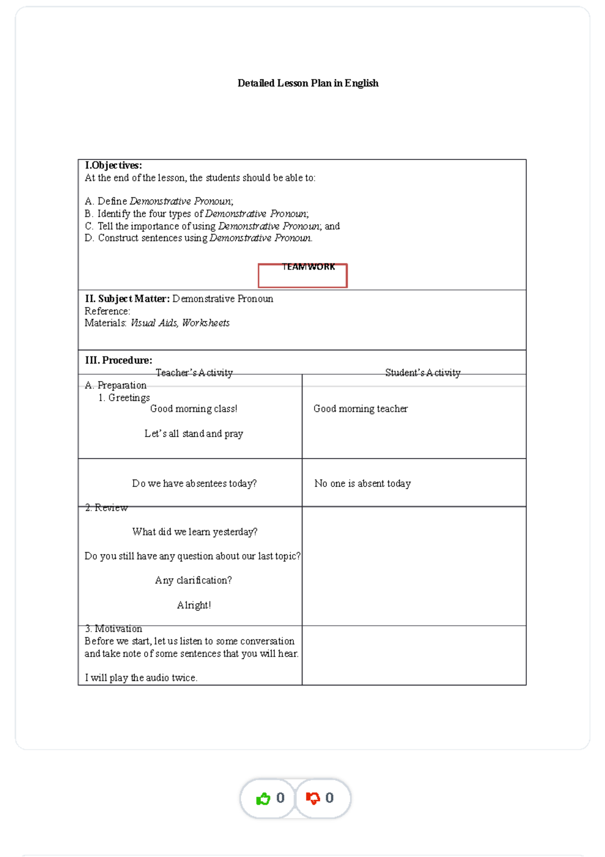 Detailed-lesson-plan-eng - Detailed Lesson Plan in English I: At the ...