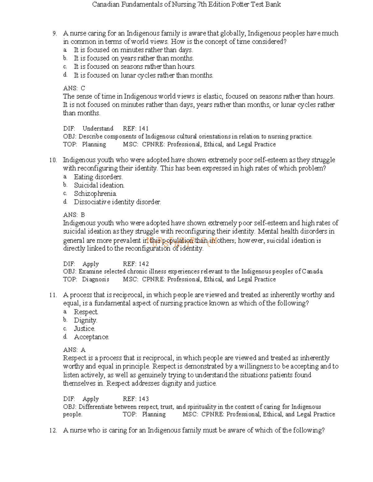 Canadian Fundamentals of Nursing 7th Ed. Potter Test Bank Insights ...