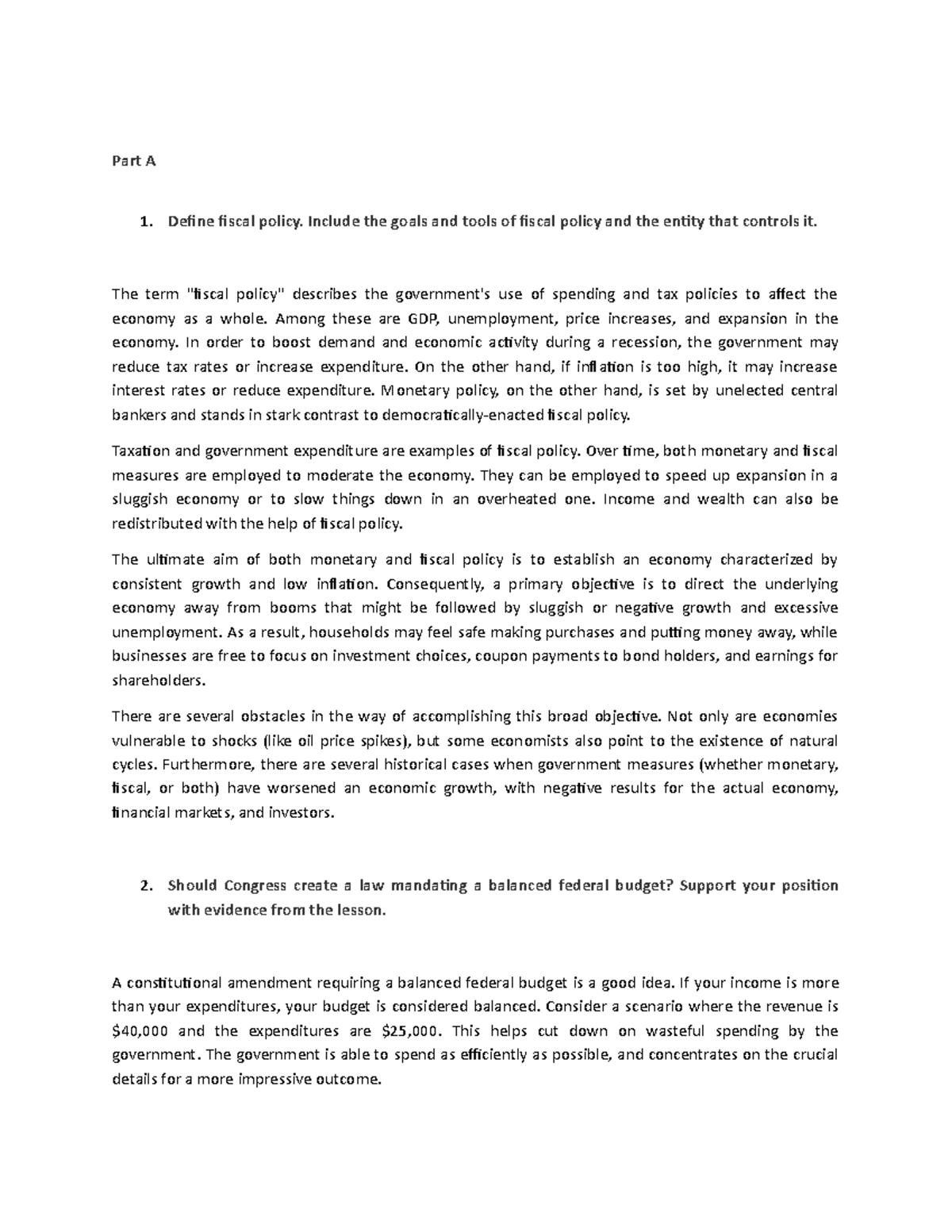 03.03 Fiscal Policy Analysis: Impacts and Debates in Finance - Studocu