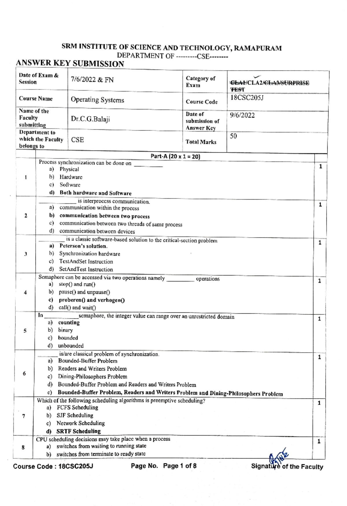 Operating Systems Notes - 18CSC205J - SRM Institute - Studocu