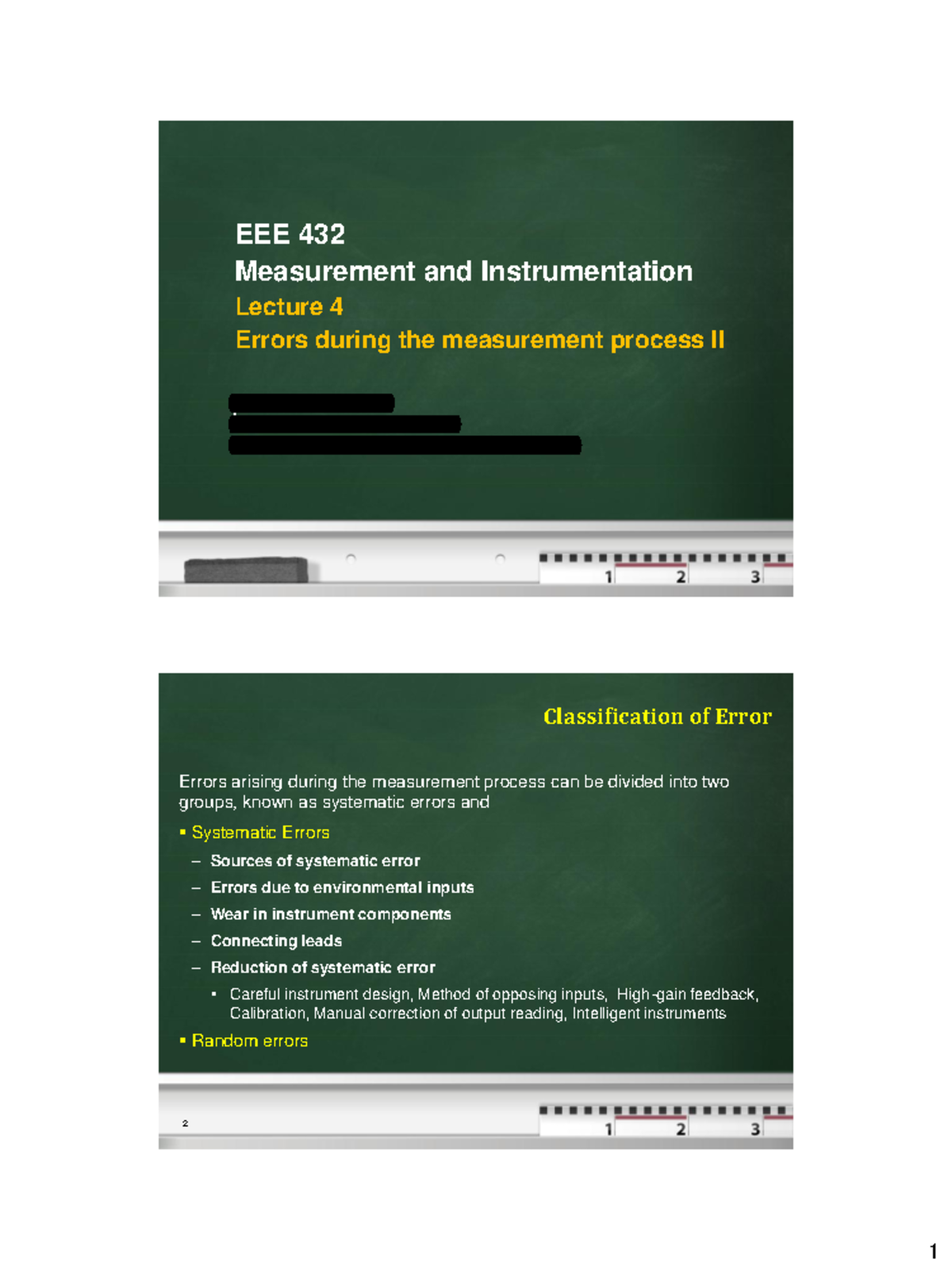EEE432-Lecture 4 - Understanding Measurement Errors and Analysis - Studocu