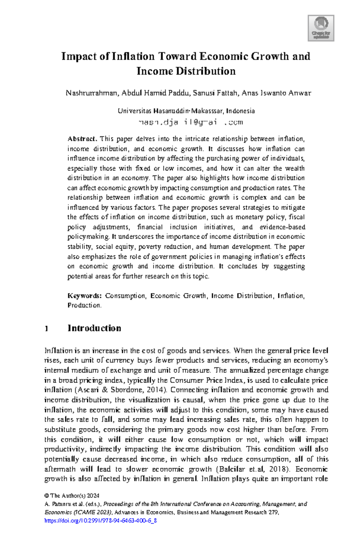 RRL 3 - Impact of Inflation on Economic Growth & Income Distribution ...