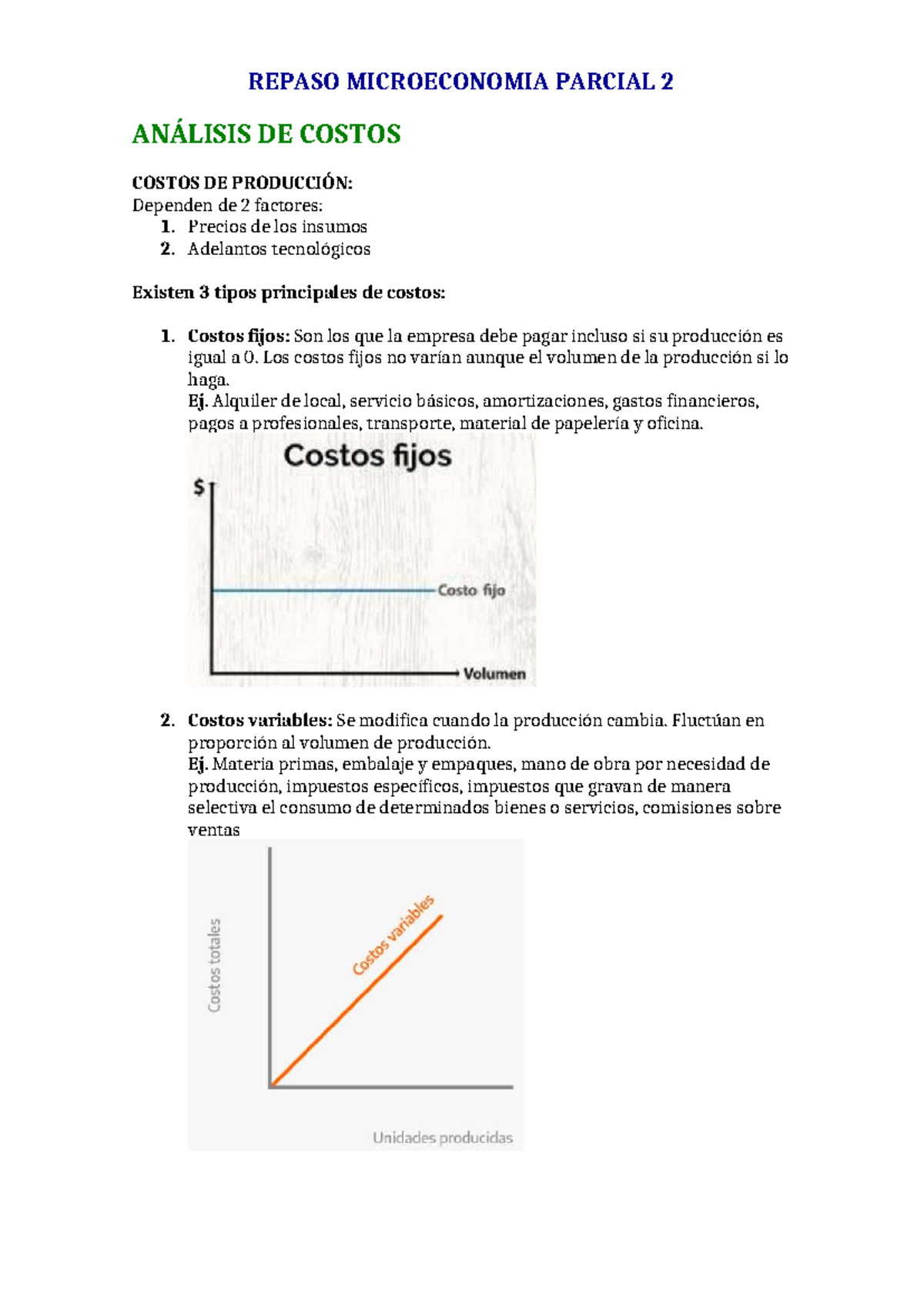 Repaso Microeconomía Parcial 2: Análisis de Costos y Elasticidad - Studocu