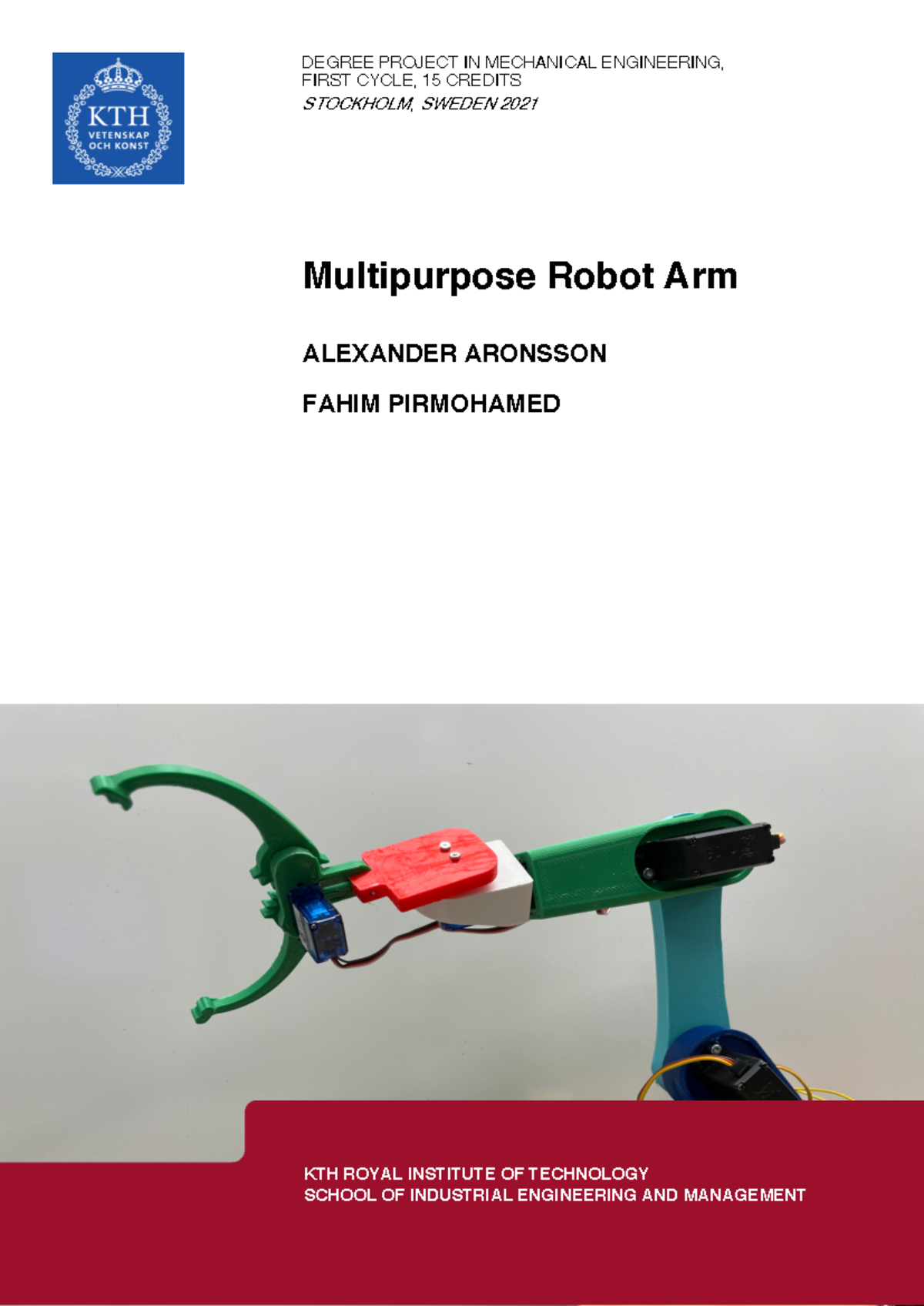 Bachelor's Thesis: Multipurpose Robot Arm Development (ME101) - Studocu