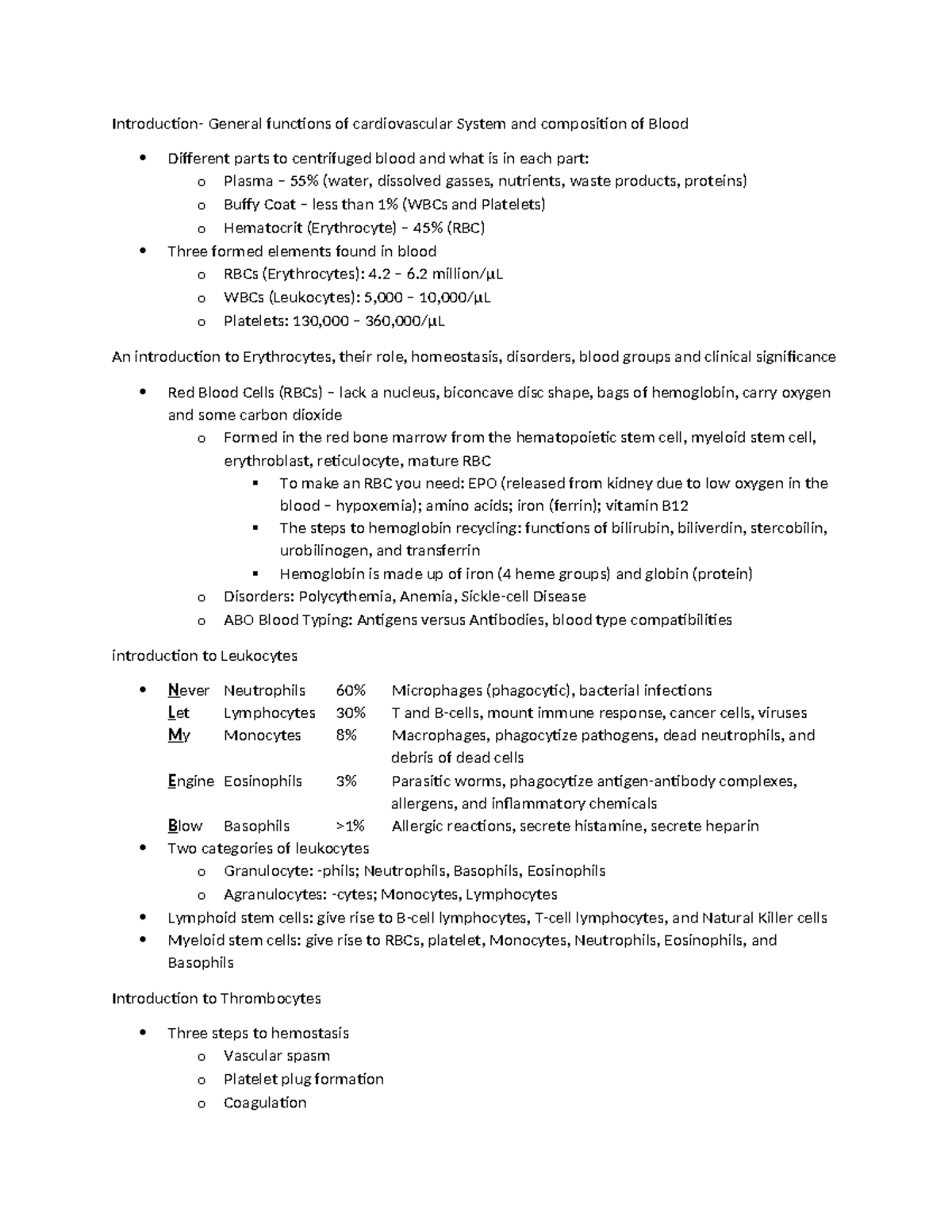 BIOS255 Final Exam Review: Cardiovascular System & Blood Composition ...