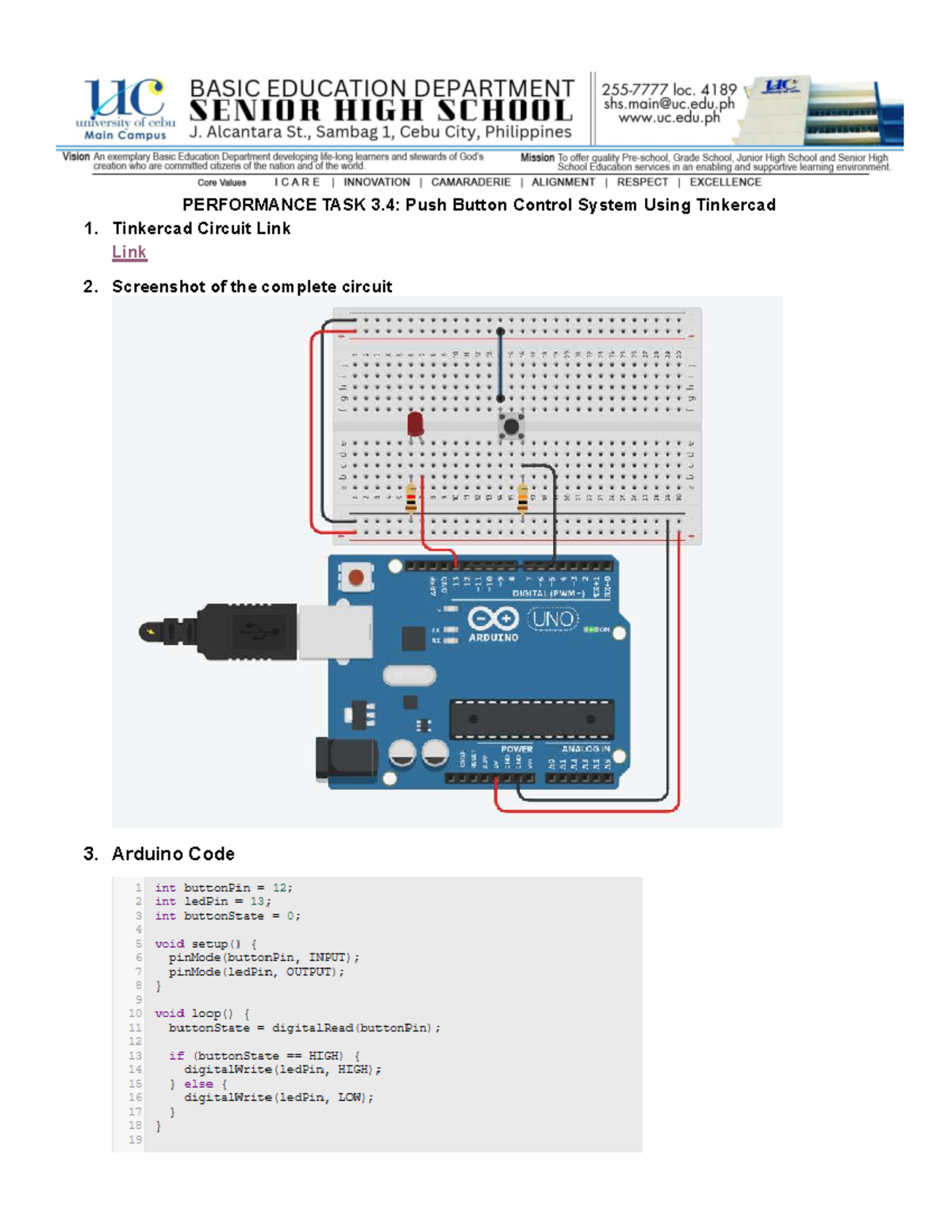 Robotics Performance Task 3.4: Push Button Control System - Studocu