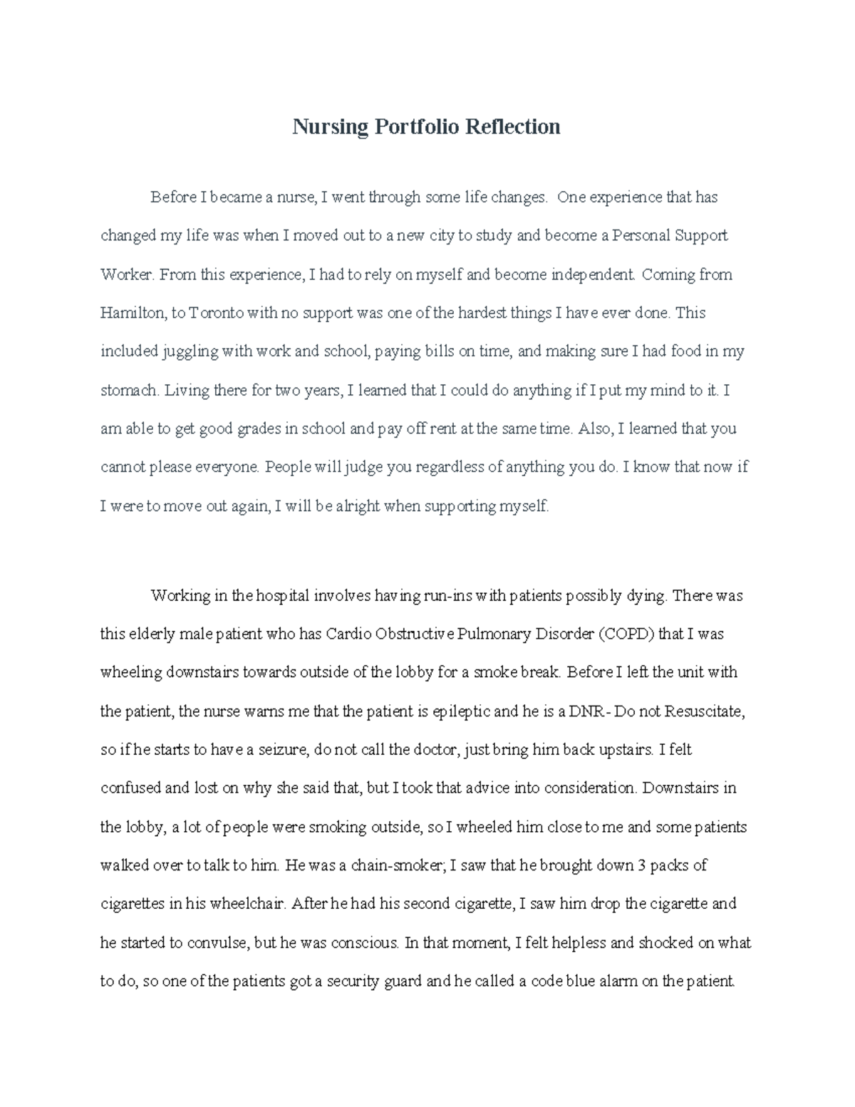 nursing-portfolio-reflection-growth-and-learning-in-psw-role-studocu