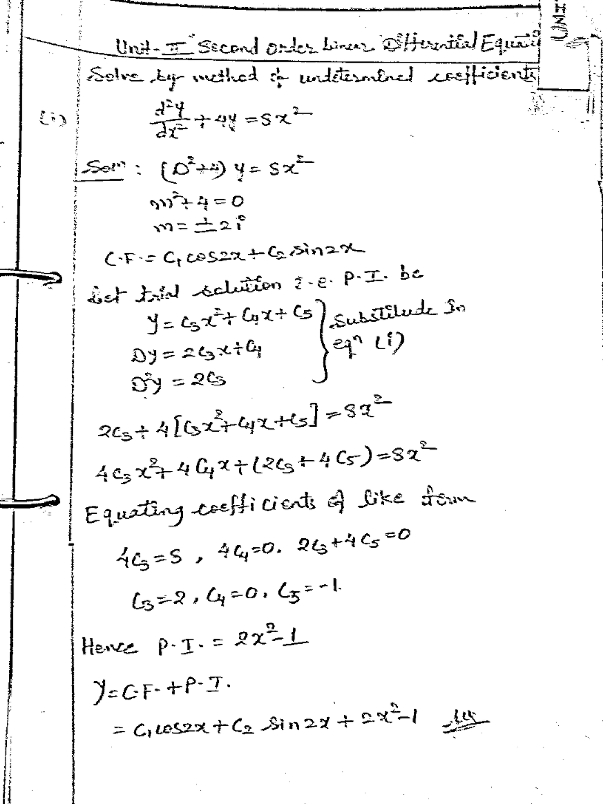 Second Order Linear Differential Equations: Methods & Solutions (BT202 ...
