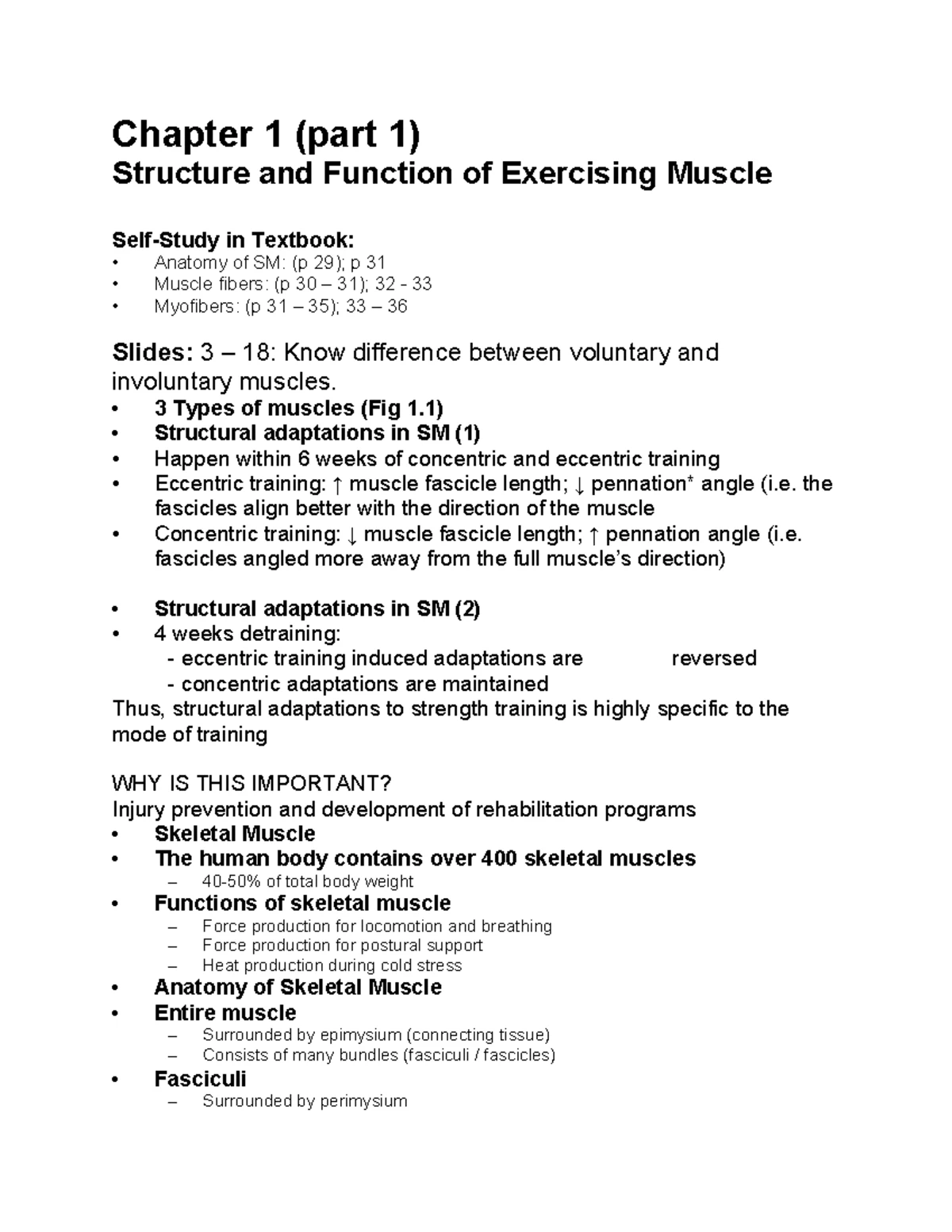SS232 Chapter 1 Summary - • Chapter 1 (part 1) • Structure and Function ...
