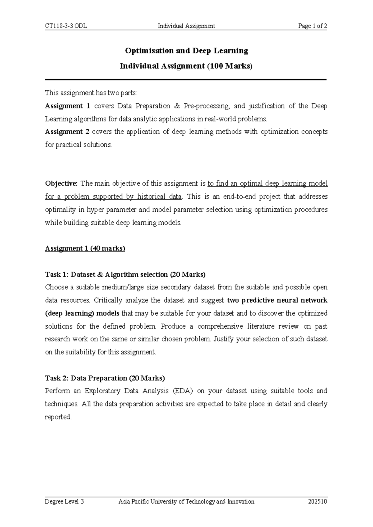 CT118-3-3-ODL - Deep Learning & Optimization Individual Assignment ...