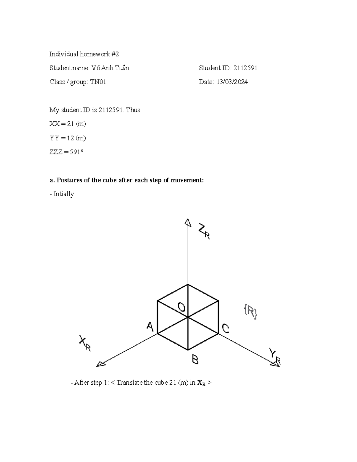 IHW 2 2112591 - Individual Homework on Cube Transformations - Studocu