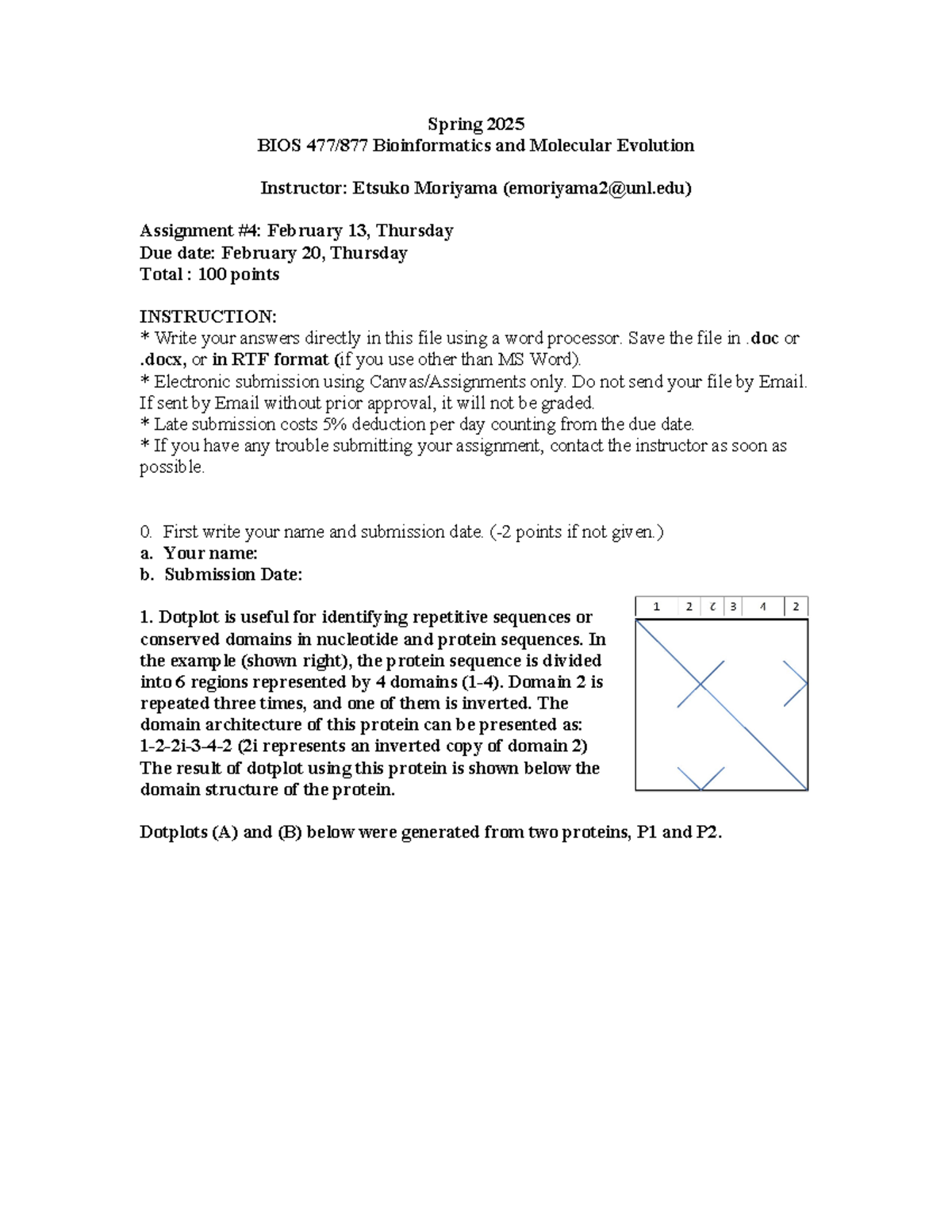 BIOS 477/877 Assignment #4: Sequence Alignment and Analysis Techniques ...