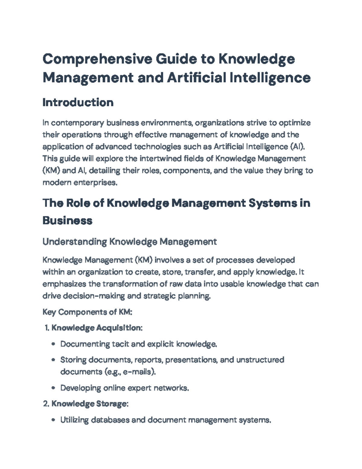 Comprehensive Guide to Knowledge Management & AI Applications ...