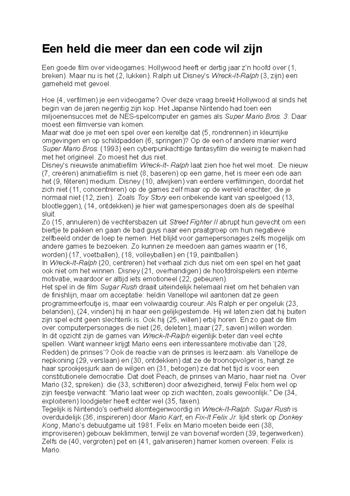Wreck-It-Ralph - Spelling en Analyse voor de Filmindustrie - Studeersnel