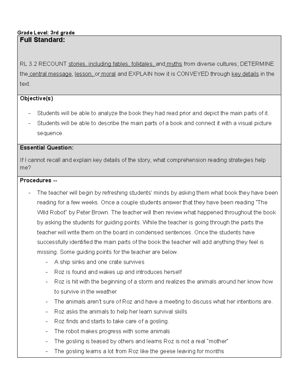 3rd Grade Recount: Analyzing Stories Through Comic Strips - Studocu