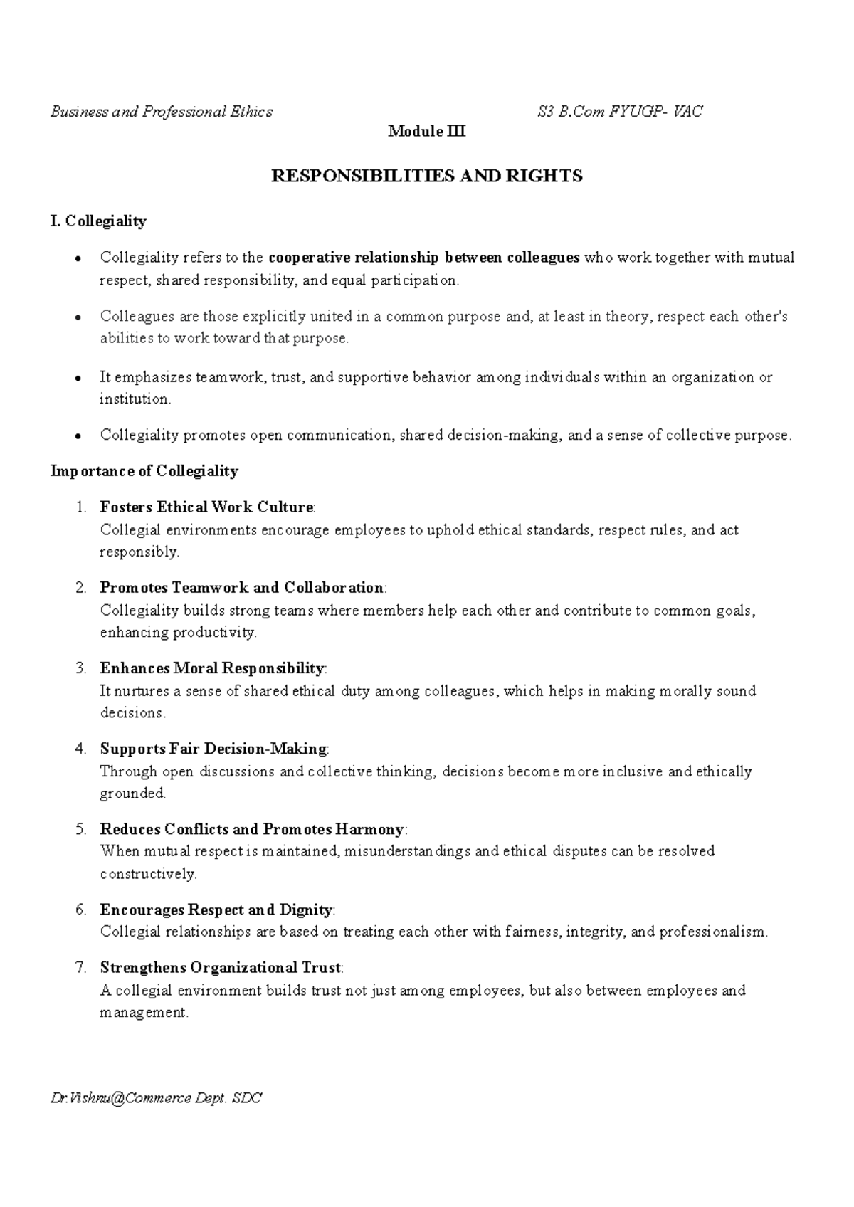Business and Professional Ethics S3 B.Com VAC Module 3 ...