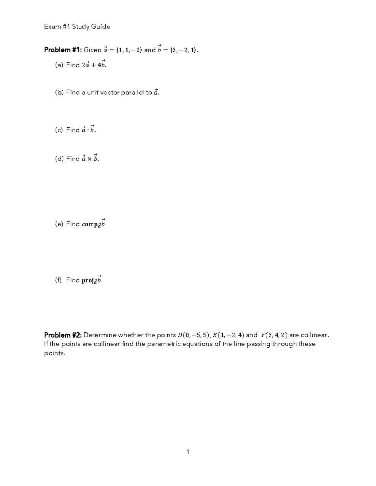 Exam #1 Study Guide - Key Problems and Solutions - Studocu