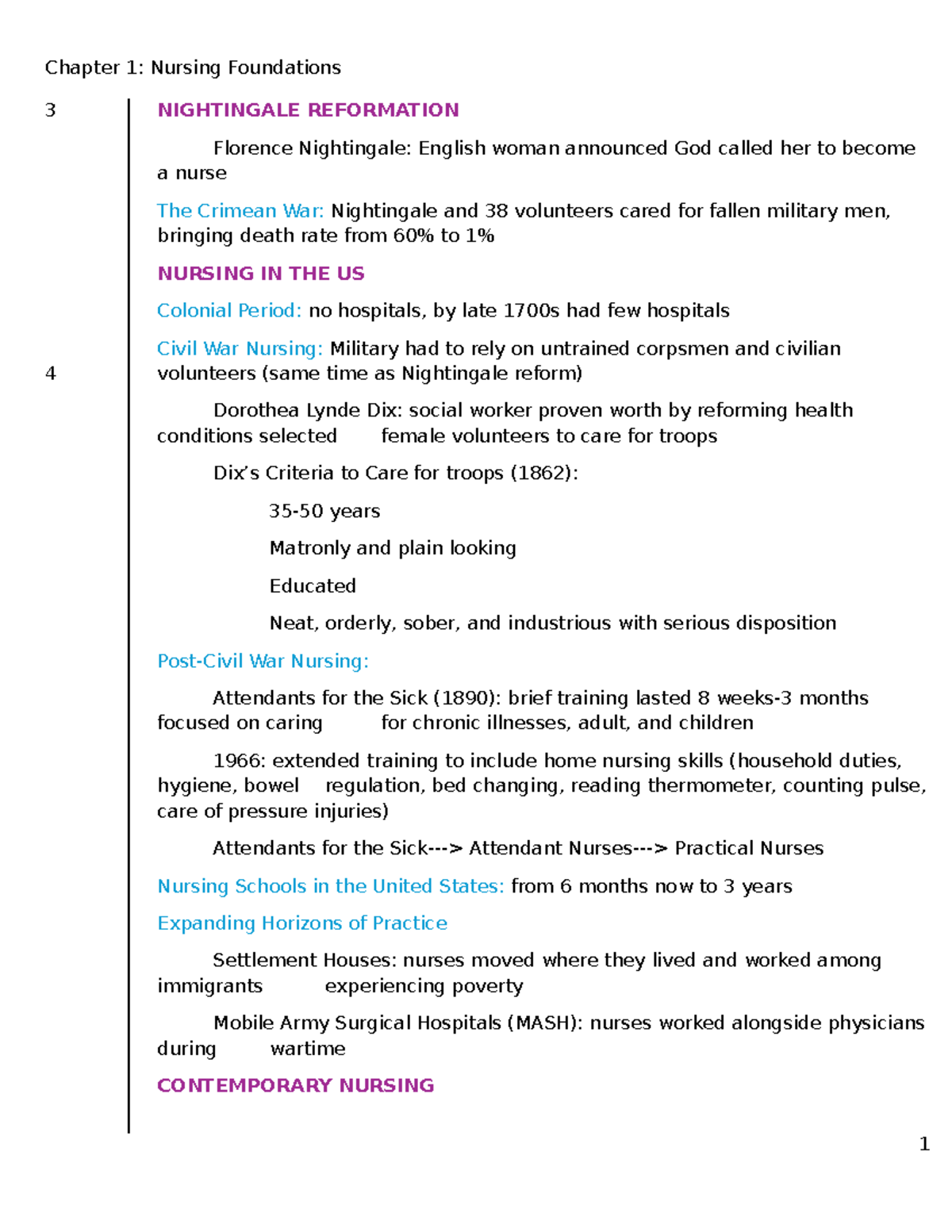 Chapter 1 Notes: Nursing Foundations (NURS 101) - Studocu
