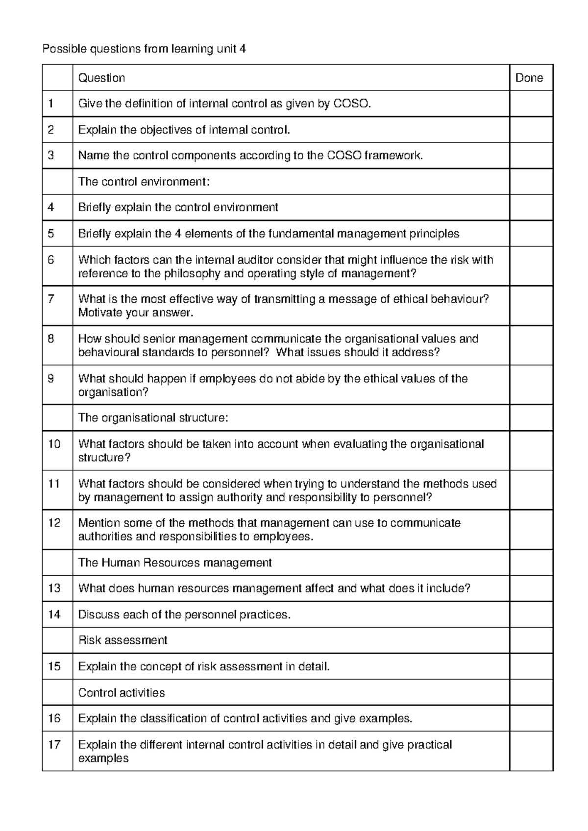 Practice Questions 4 - Copy - Possible questions from learning unit 4 ...