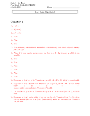 Math 4 Study Guide - Math 4 - Dr. Davis Final Study Guide July 20, 2022 ...