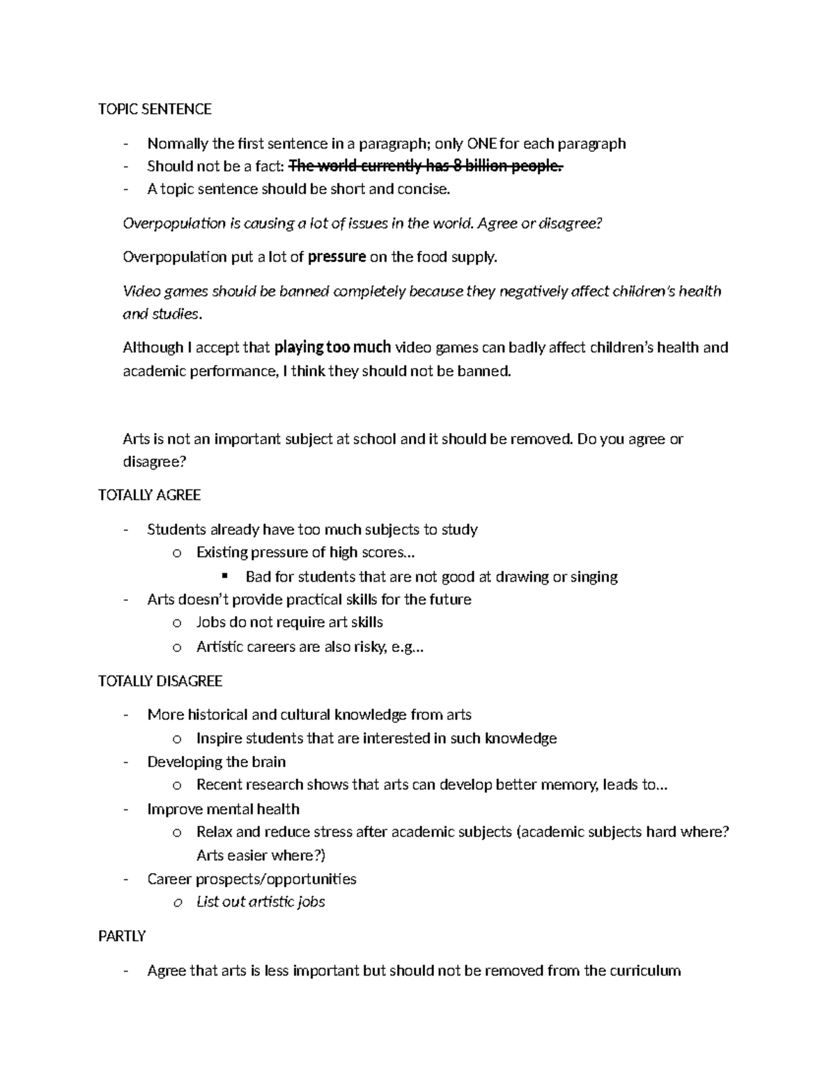 Topic Sentence Guidelines for Paragraph Development - Studocu