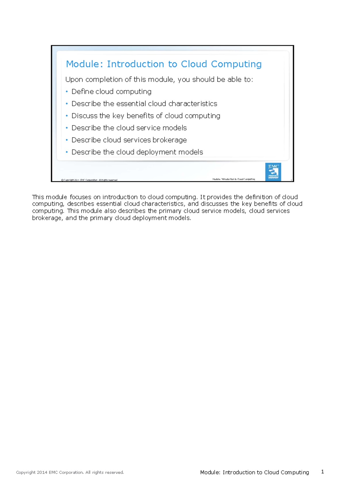 Module: Introduction to Cloud Computing - Key Concepts and Benefits ...